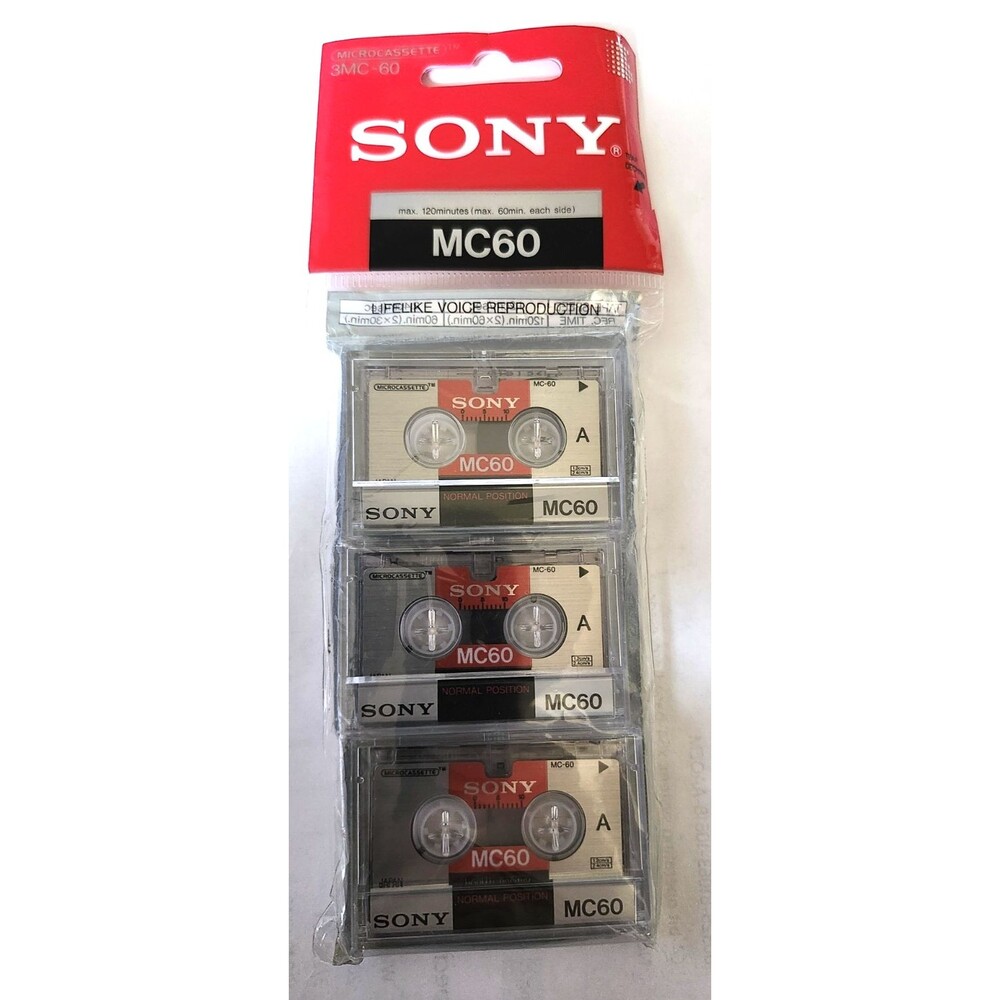 Sony MC-60 Micro Cassette Blank Tape ~ 3pk ~60 Min. ~New in Pkg